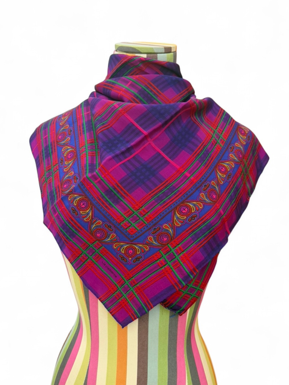 Vintage 100% Silk Liz Claiborne Scarf Vibrant Plaid